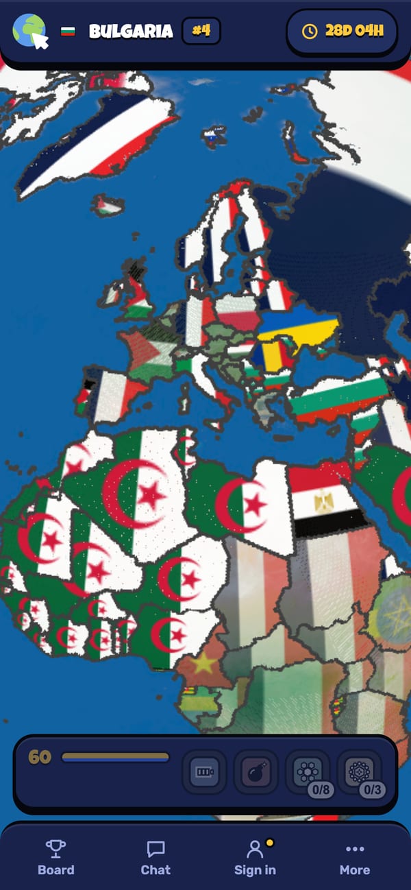 ClickPlanet on a phone: Europe and Africa painted with flags